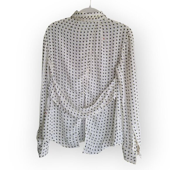 A L C Cream Multicolor Silk Blouse Abstract Print Designer Womens Top Size 2 - Picture 2 of 11